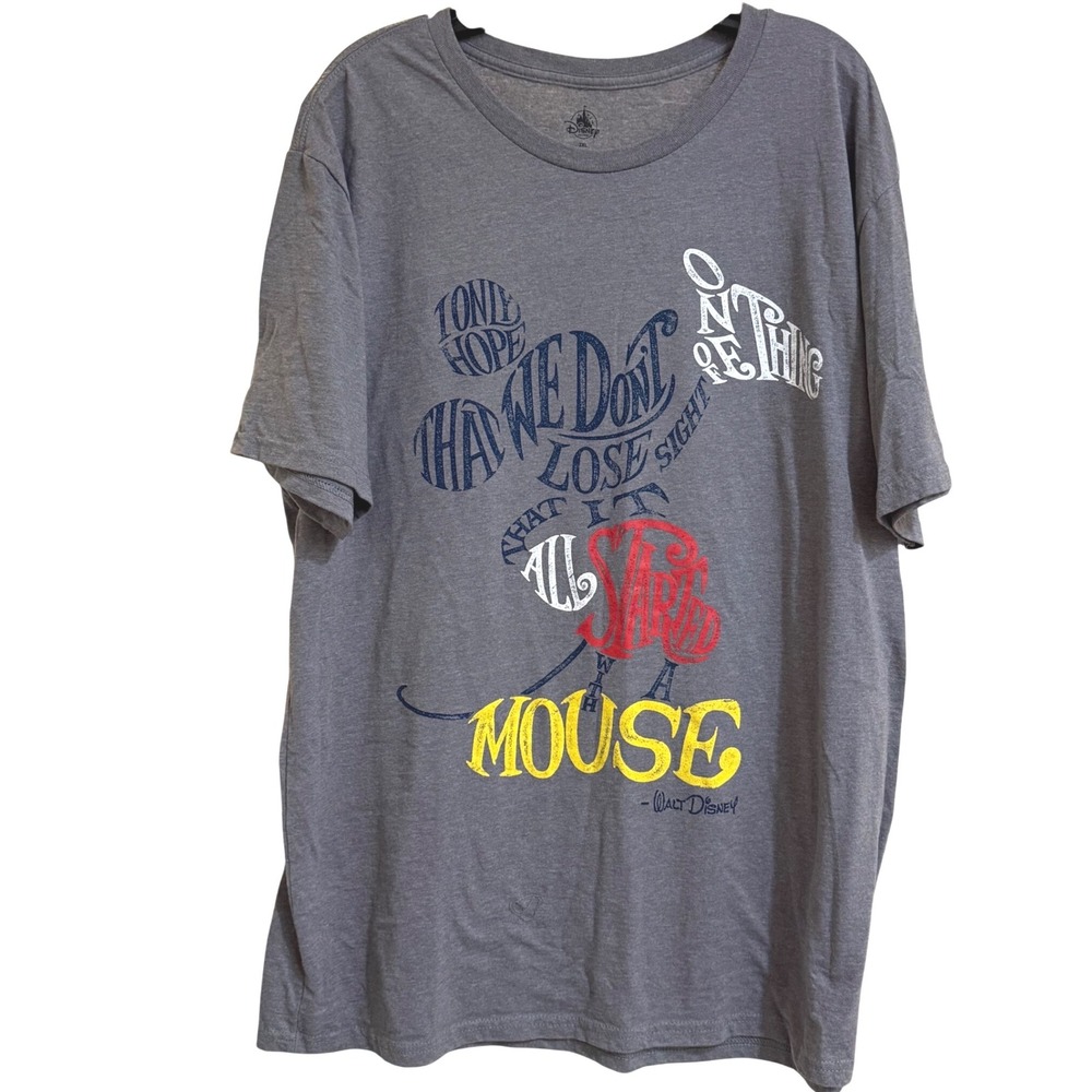 Disney Store Mickey Mouse Quote Men's 2XL Graphic Tee Shirt Gray Short Sleeve - Picture 8 of 9